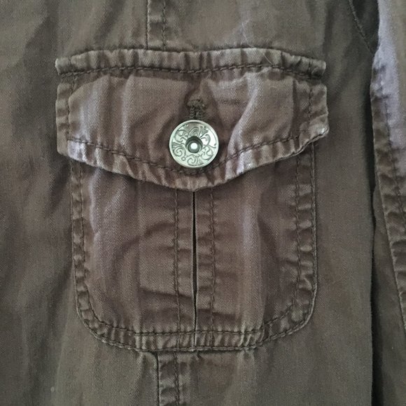 Vintage Y2K Renuar Collection Brown Cotton High Collar Field Jacket - Picture 5 of 16